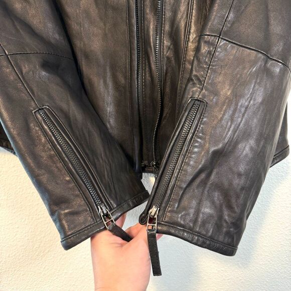 Tahari Lambskin Leather Moto Jacket Size Large - Picture 4 of 12